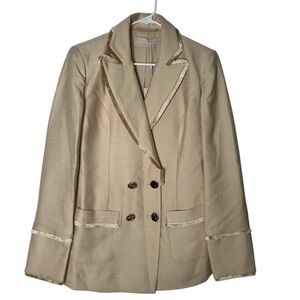 NWT KEEPSAKE The Label Double Breasted Jacket Fringe Trim Gold Tone Hardware XXS